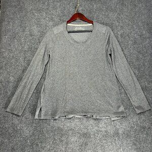 Eddie Bauer Shirt Womens  Small Gray Cotton Stretch Thermal Knit Long Sleeve Tee